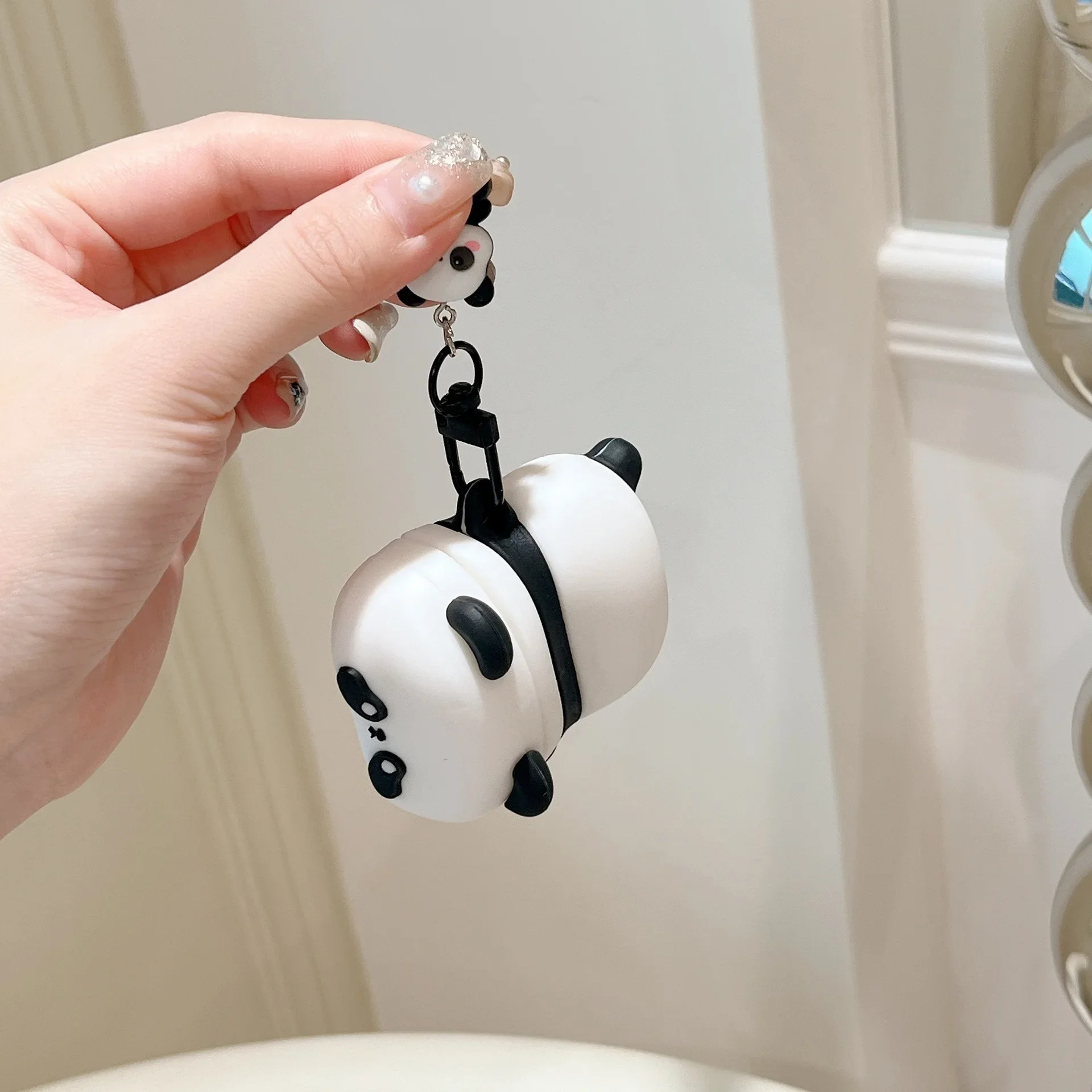 Cute Lying Panda Headphone Case For AirPods 4 (2024) Airpod Pro2 1 2 3 Bluetooth Earbuds Charging Box Protective Earphone Cover