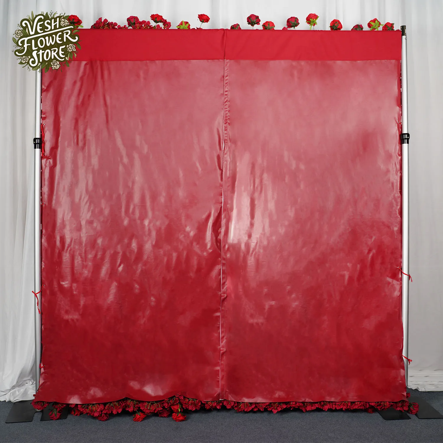 Uflower Artificial Red 5D Flower Wall Rose Luxury Wedding Arch Backdrop Curb Party Event Banquet Center Decoration