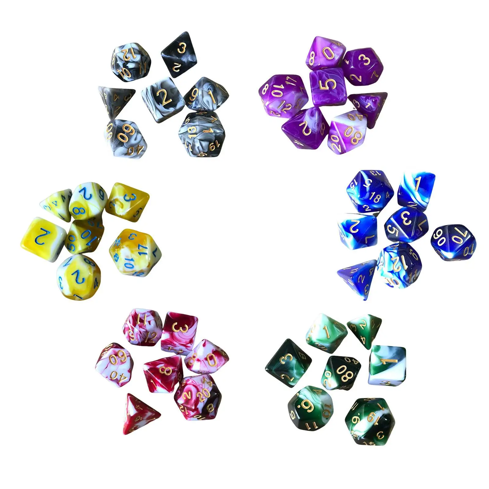

3xPack of 7 Polyhedral Dices Set with Pouch Bar Toys for Math Teaching Black