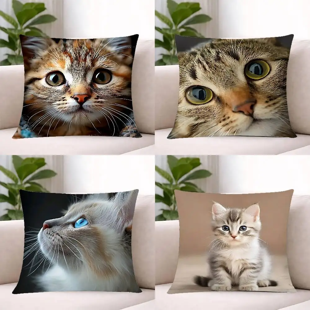 Animal Cat Pillow Case Cushion Cover Soft Cute Throw Pillow Case For Car Sofa Pillowcase Polyester With Zipper