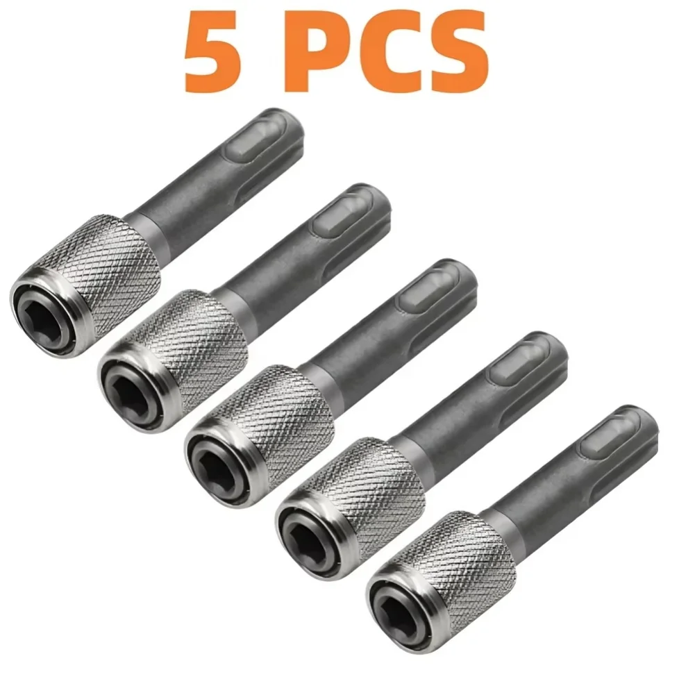 

5pcs Hammer Drill Adapter Set Round Shank To Hex Shank Adapter Rods 1/4 Hex Screwdriver Drill Bit Holder For Electric Hammer