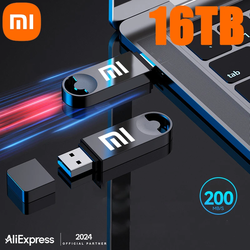 Mijia-XIAOMI High Speed Metal USB Flash Drives, Pen Drive, Memory Stick, Armazenamento Externo Dourado, Preto, Disco U, Disco U, 4TB, 8TB, 16TB, 2TB