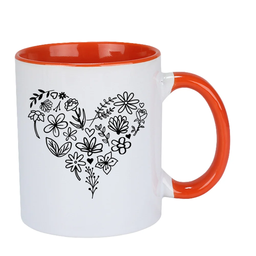 11oz Ceramic Coffee Mug with Floral Pattern Tableware for Valentine's Day Birthday Mother’s Day Father’s Day Home Use