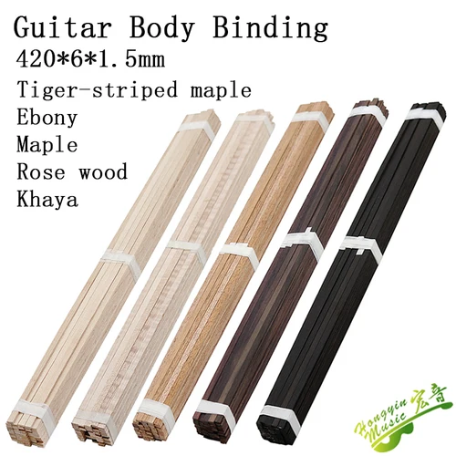50 Uds. Tira de encuadernación de guitarra de madera de 420mm de largo, instrumentos de cuerda con incrustaciones de Purfling Luthier para partes del cuerpo de guitarra, arce/rosa/flame