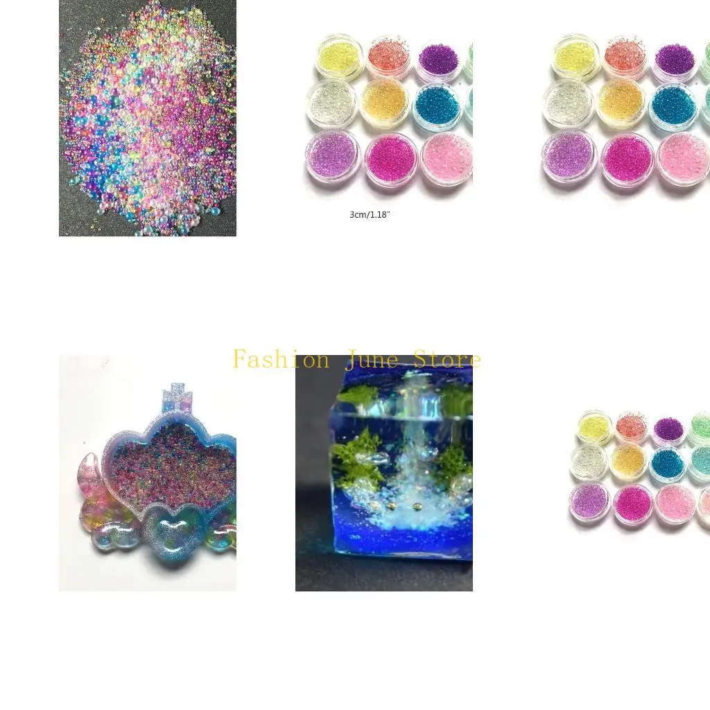 N5KA 12-color UV Bottle Water Resin Mini Bubble Beads Suitable for Diy Shake Glass