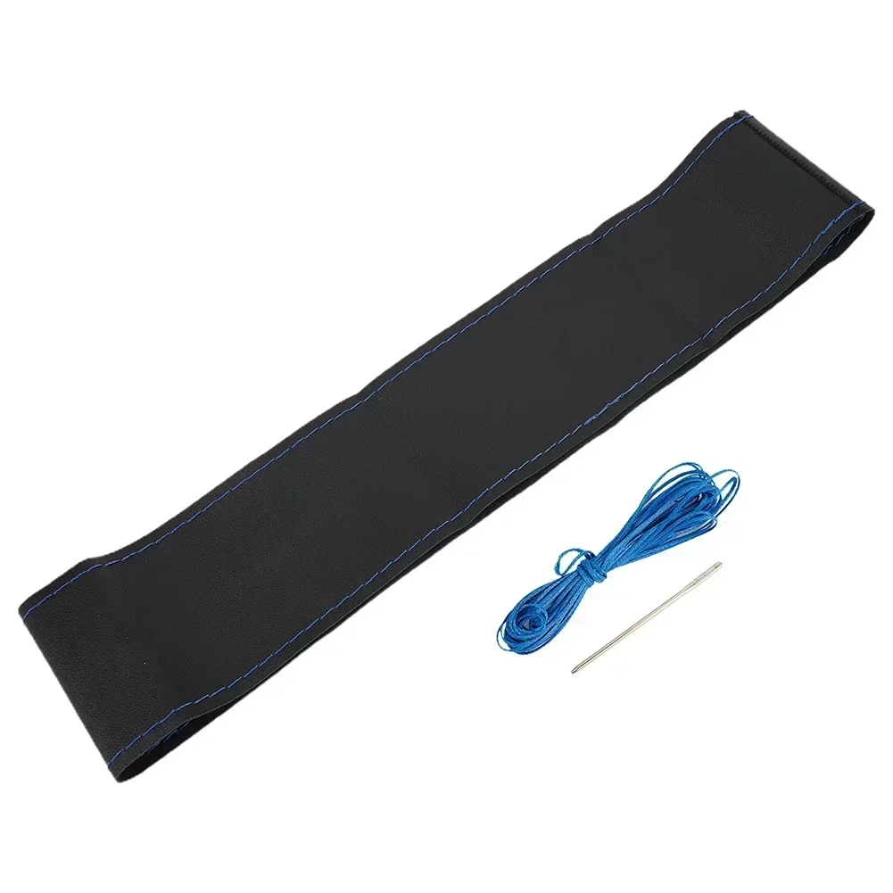 Steering Wheel Sewing Kit Steering Wheel Cover Hand Sewing Non-slip Vehicle 37-38cm Breathable Cowhide Leather Front Parts