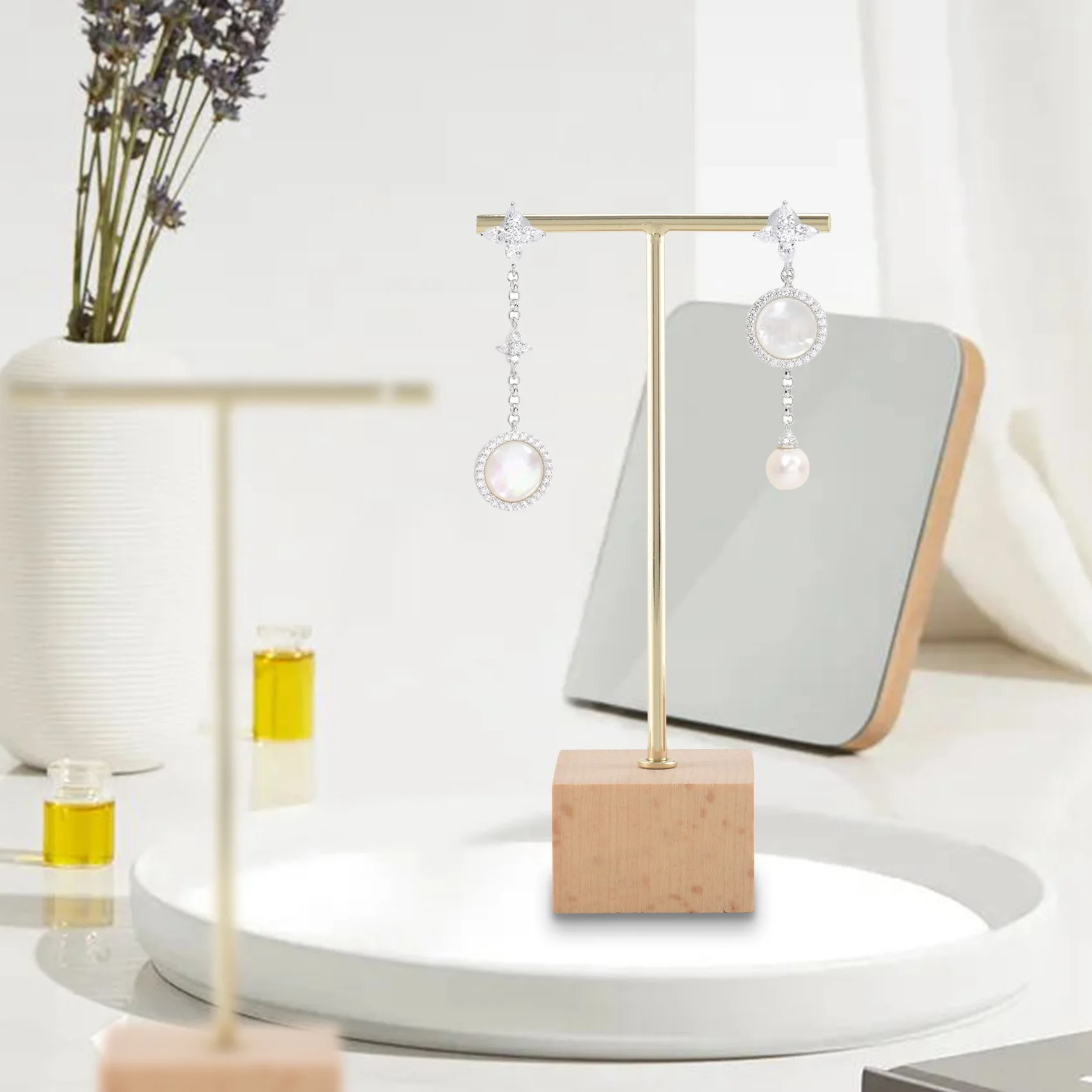 3 ชิ้นแฟชั่น T-Bar เครื่องประดับแสดงขาตั้งผู้ถือต่างหูแขวนชุดเครื่องประดับ