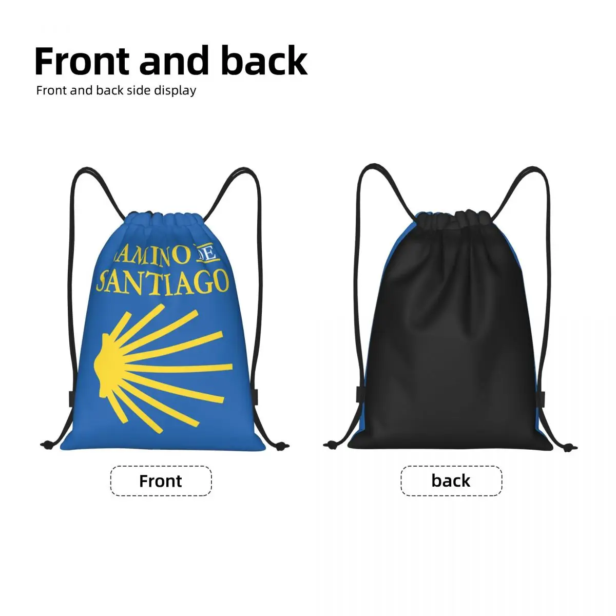 Camino De Santiago Drawstring Backpack Women Men Sport Gym Sackpack Portable Riding Bicycle Scallop Shell Shopping Bag Sack