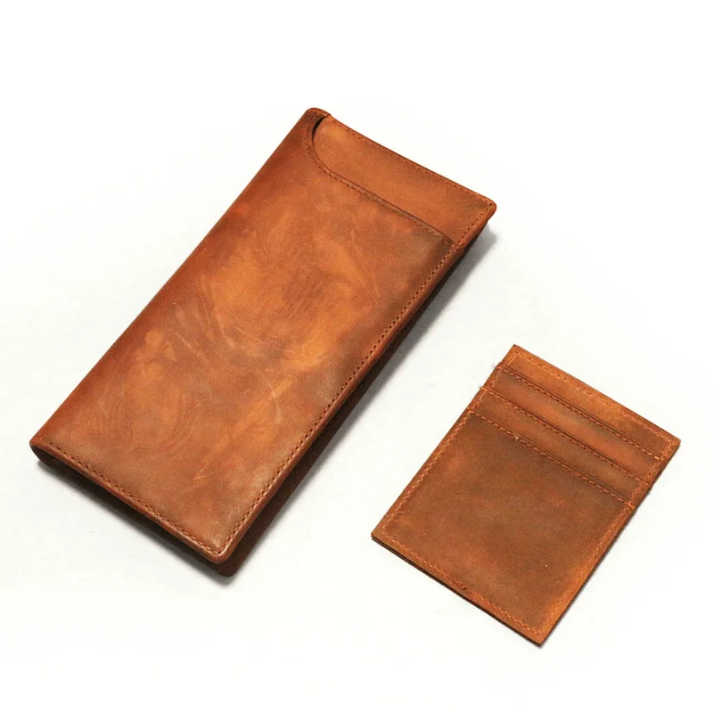 New Crazy Horse Hide Men's Wallet Long Multi-function Fashion Casual Draw Card Wallet Card Holders for Men Cardholder Bags
