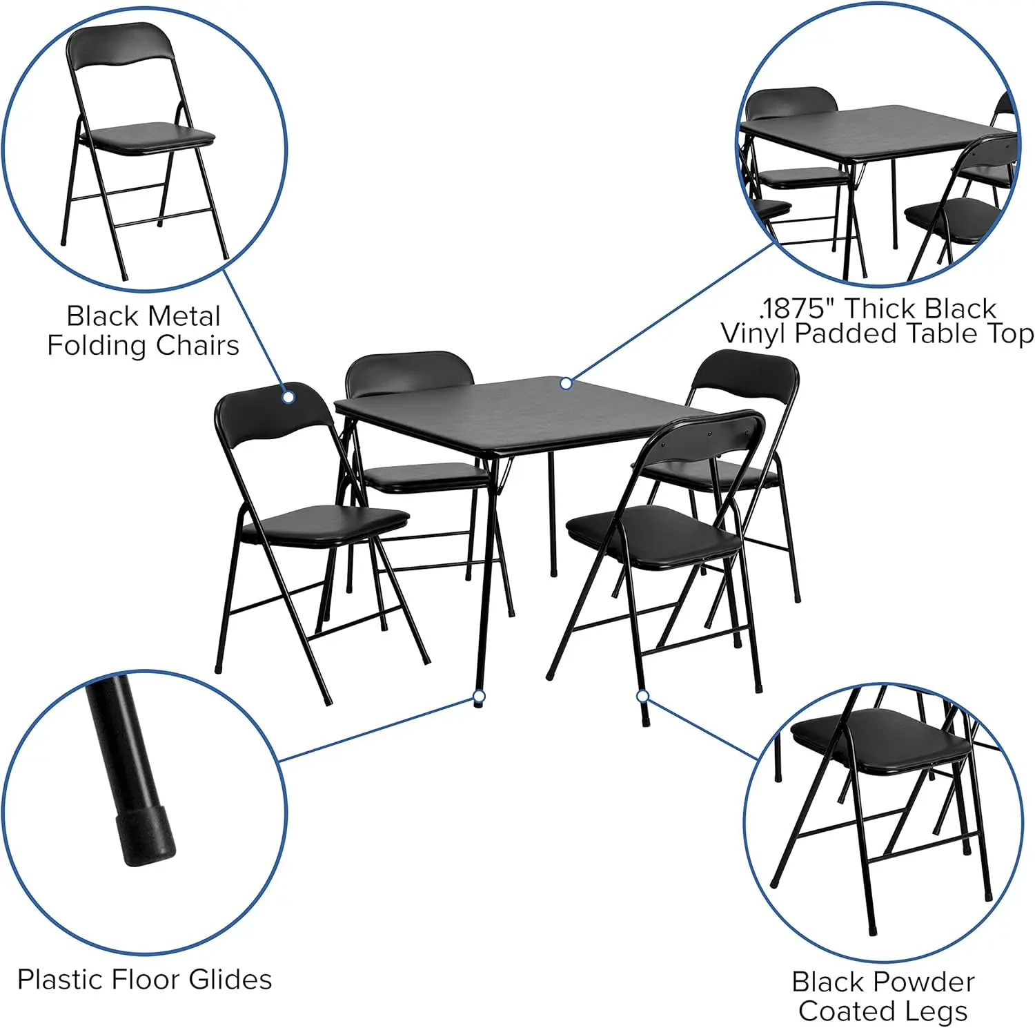 Madison 5-Piece Folding Card Table and Chairs Set 3