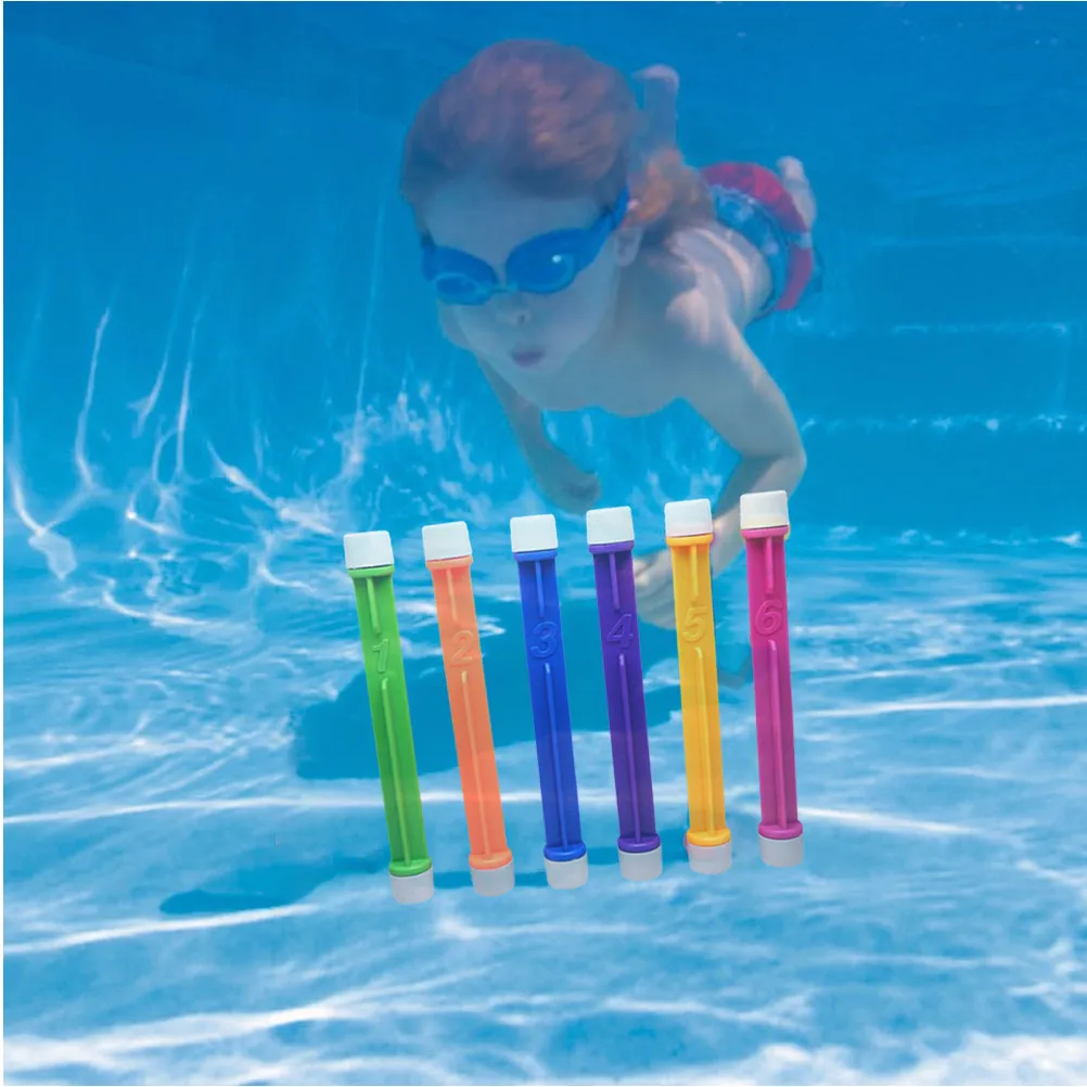 6Pcs Swimming Pool Diving Sticks Kids Safe Smooth Grasp Design Beginner Diver Training Tool Colorful Fun Pool Activity Equipment