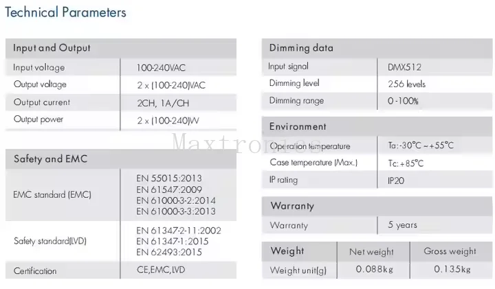 Skydance AC100V- 240V S1-D 2 canali Triac DMX LED Dimmer 2CH Taglio di fase RDM Silicon DMX 512 Controller Display digitale Dimmer