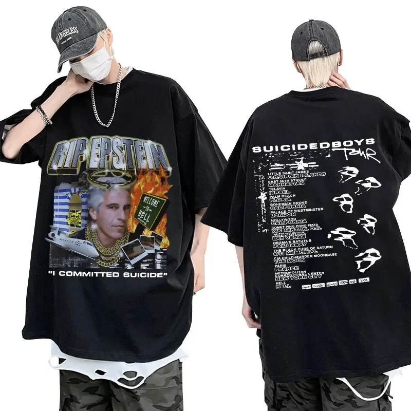 Jeffrey Epstein Graphic T Shirt Men Fashion Casual Soft Short Sleeve T-shirt Vintage Gothic Oversized T-shirts Streetwear Unisex