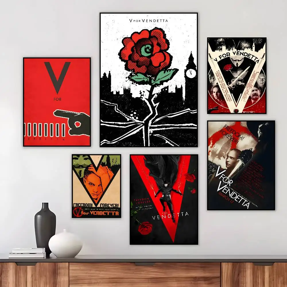 POP GAME V For Vendetta Movie Poster Art canvas HD aesthetic Printing Paper Wall Art for Living Room Bar fashion Home Decor
