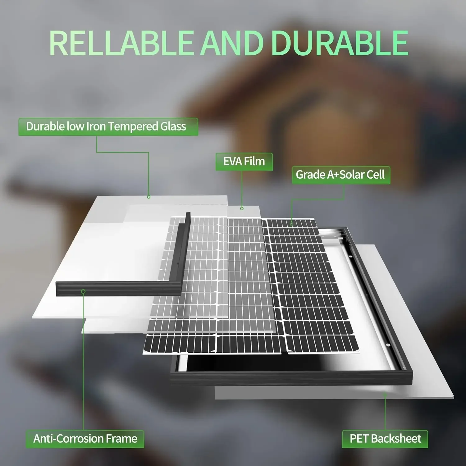 4PCS 100W 12V Solar Module High Efficiency 9BB Monocrystalline Solar Panel for RV Home Boat and Other Off Grid System