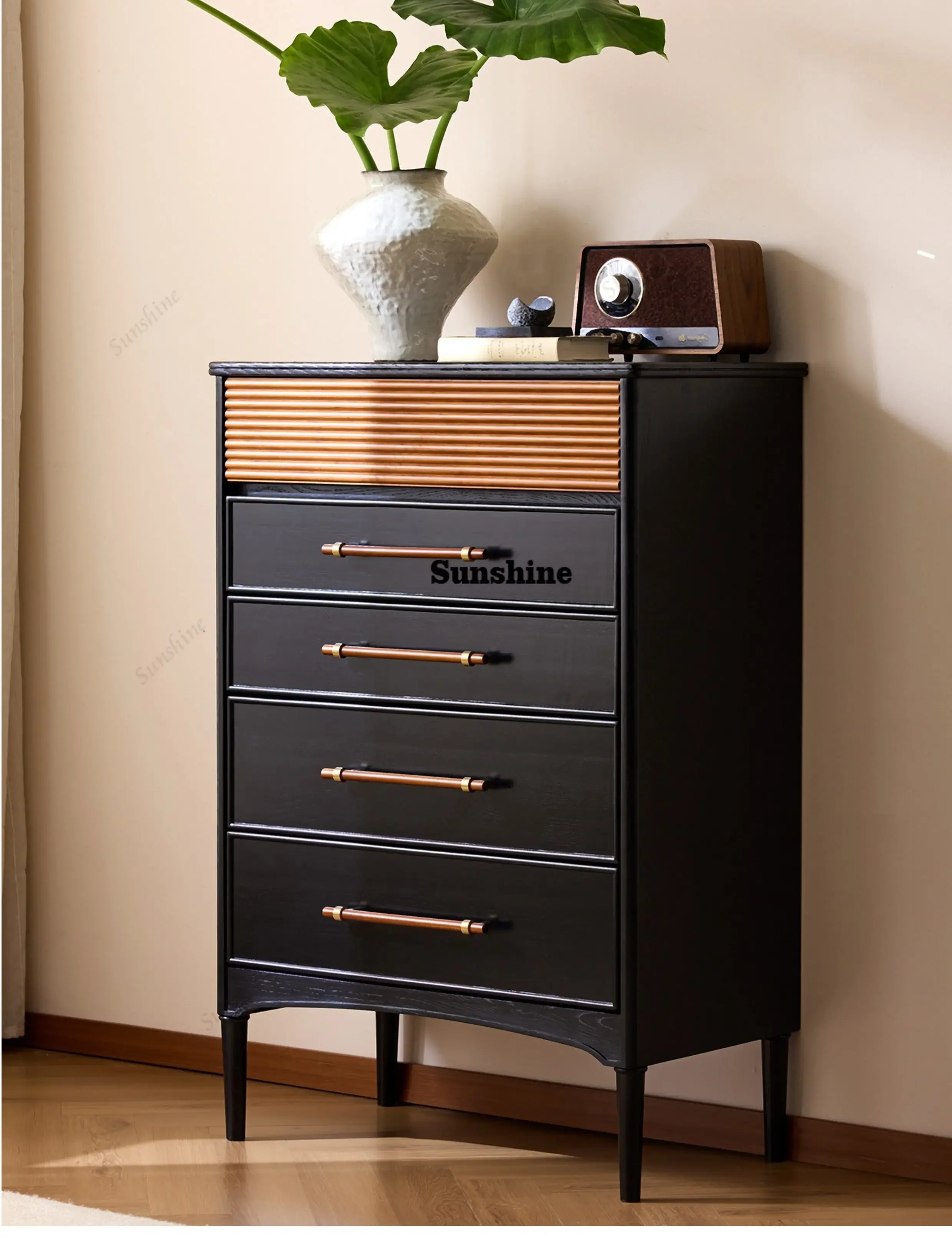 

Medieval style living room solid wood chest bedroom sofa next to the wall locker FT