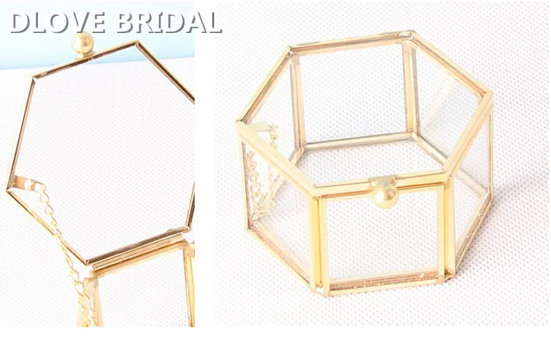 Wedding Ring Box Geometrical Clear Glass Jewelry Box Jewelry Organize Holder Ring Boxes Necklace Bracelets Earrings Accessories