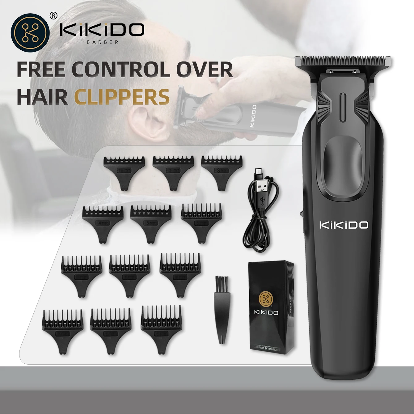 KIKIDO Cordless Hair Clipper Electric Hair Cutting Machine Professional Hair Trimmer Beard Rechargeable Oil Head Trimer for Men