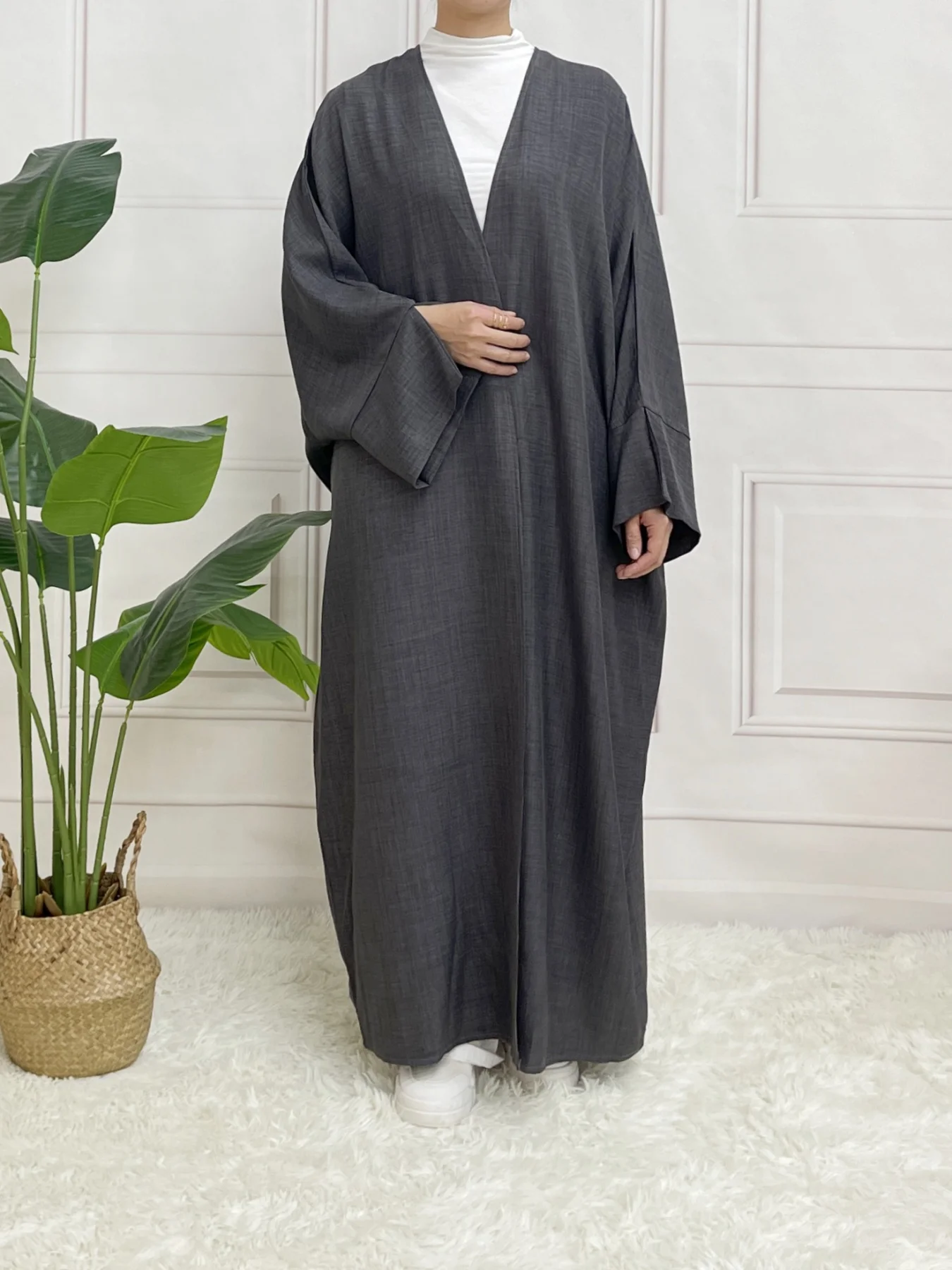 Split Sleeve Open Abaya Kimono Comfort Minimalist Muslim Outfit Islamic Clothing Modest Fashion Without Slip Dress