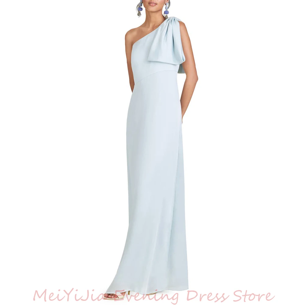 Meiyijia One-shoulder فستانسهرة Bow Mermaid Crepe Sleeveless Ankle-Length Arabia Sexy Evening Birthday Club Outfits Summer 2024