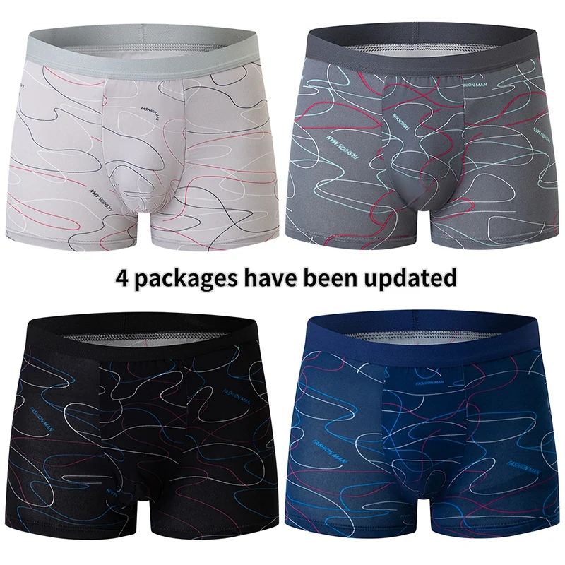 4 Pack Europe and America Size MEN'S FASHION Sexy Boxer Underwear Antibacterial Breathable plus Size Fat MEN'S Shorts Underwear