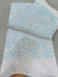 Latest African Velvet Lace Fabric 2024 High Quality Nigerian Velvet Lace Fabrics With Sequins French Velvet Lace For Women Dress