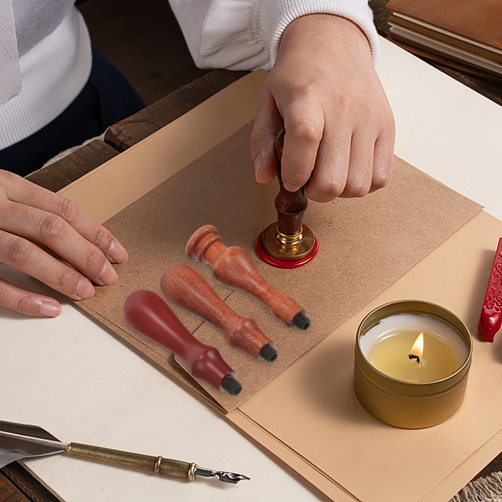 

3pcs Fire Paint H Accessories Wooden Wax Seal Tools Invitation Scrapbooking H les Replacement European Style