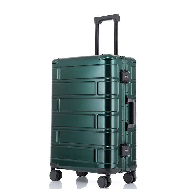 Hoge Kwaliteit Aluminium Reisbagage Groot Formaat Mute Wielen Zakelijke Combinatie Slot Reiskoffer Handbagage Valises