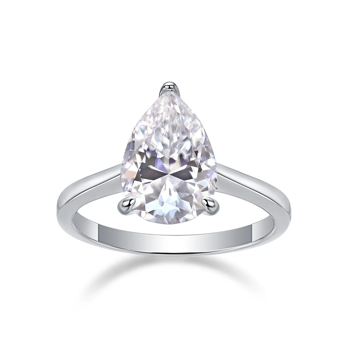 

3CT Pear Cut Moissanite Solitaire Engagement Ring S925 Silver D Color VVS1 Minimalist Wedding Band Bridal Jewelry For Women