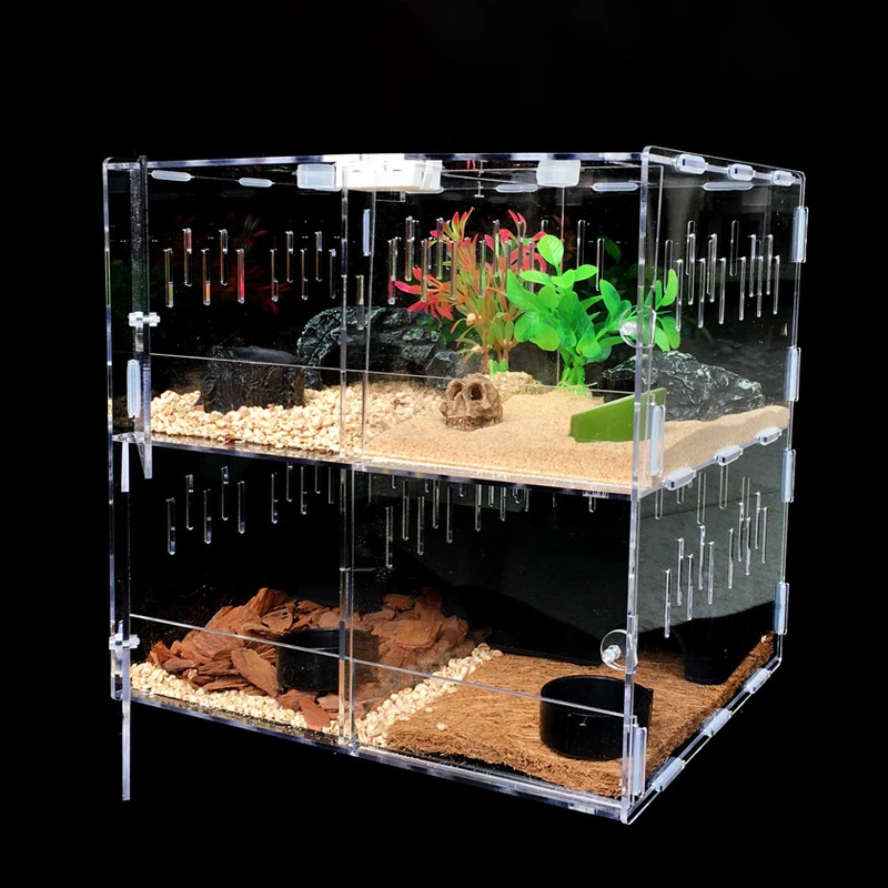 

Acrylic Reptile Breeding Box with Temperature Hygrometer Terrarium Breeding Tank Spider Lizard Scorpion Enti's Insect Terrarium