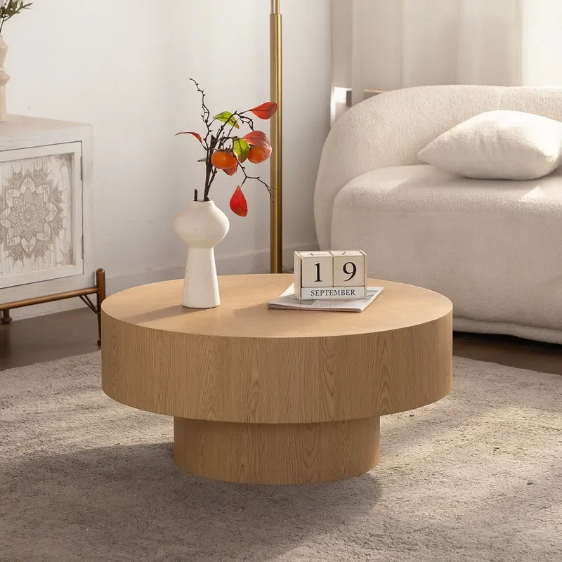 Medieval Style Round Coffee Table for Living Room Small Apartment Japanese Balcony Leisure Negotiation Table Household
