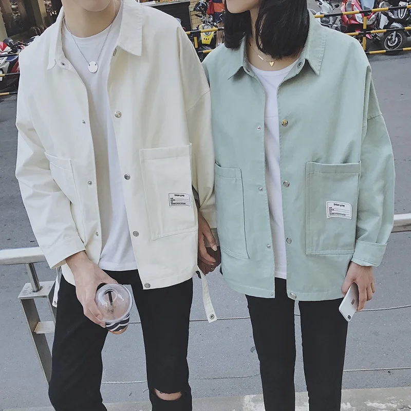 

Couples Loose Fit Trendy Jaet Autumn Wear 2023 Korean Sle Men's Student Ulzzang Harajuku BF Outerwear Long Sve C...