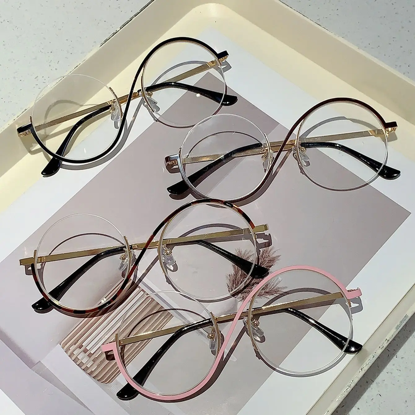 نظارات مضادة للضوء الأزرق تحجب الإشعاع نظارات الضوء الأزرق إطار الكمبيوتر الراتنج لين تريند عدسات شفافة نظارات الكمبيوتر #6