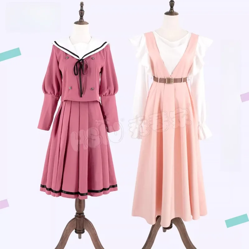 

Anime Waguri Kaoruko Cosplay Costume JK Uniform Daily Pink Lady Dress Woman Halloween Carnival Party Roleplay Outfits