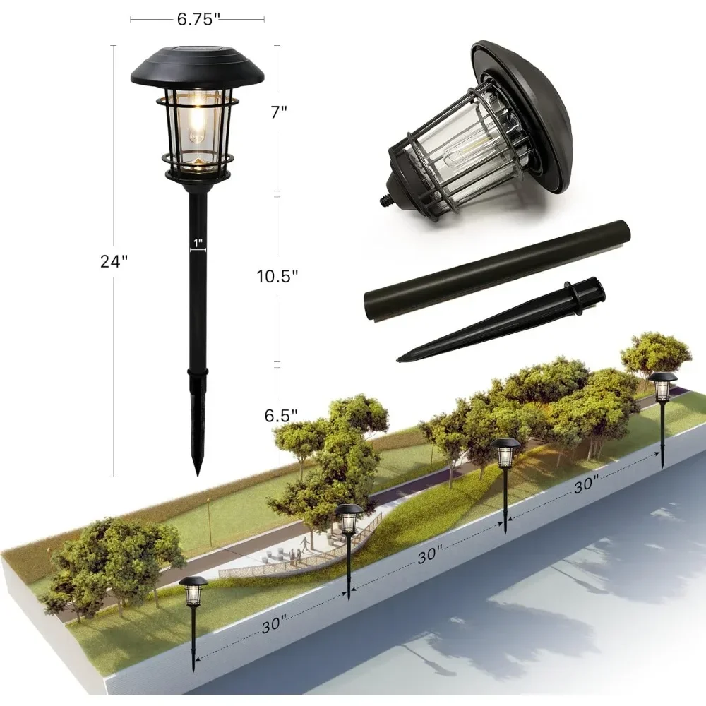 Imagem -02 - Luzes Solares Pacote com 10 Luz de Vidro para Caminho de Metal Iluminação de Paisagem à Prova Dágua Sensor Automático Luzes Solares Externas