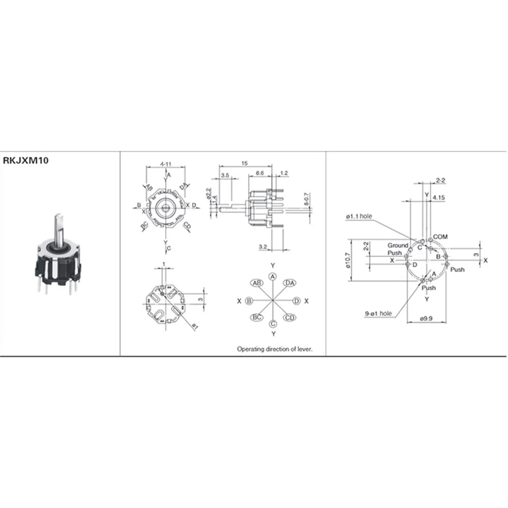 1pc Multifunctional 8 Direction Rocker Switch RKJXM1015001 Japan Stick Rocker Switch with Center Button