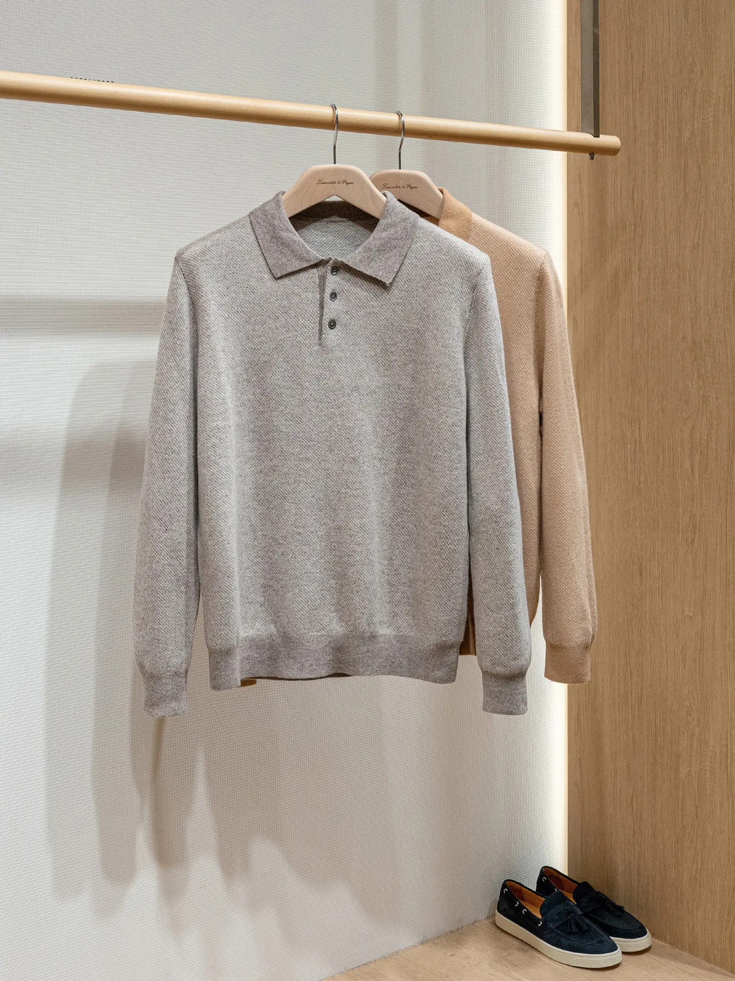 Italian BC 100% wool flower yarn mixed color weaving method old money style men's lapel knitted sweater