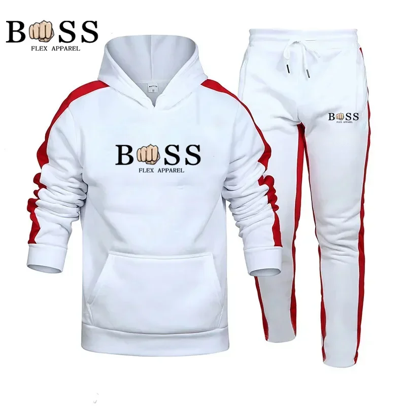 

Men's and women's sportswear set, hooded sweatshirt and sports pants, 2-piece set for fitness, gym, running, running sportswear