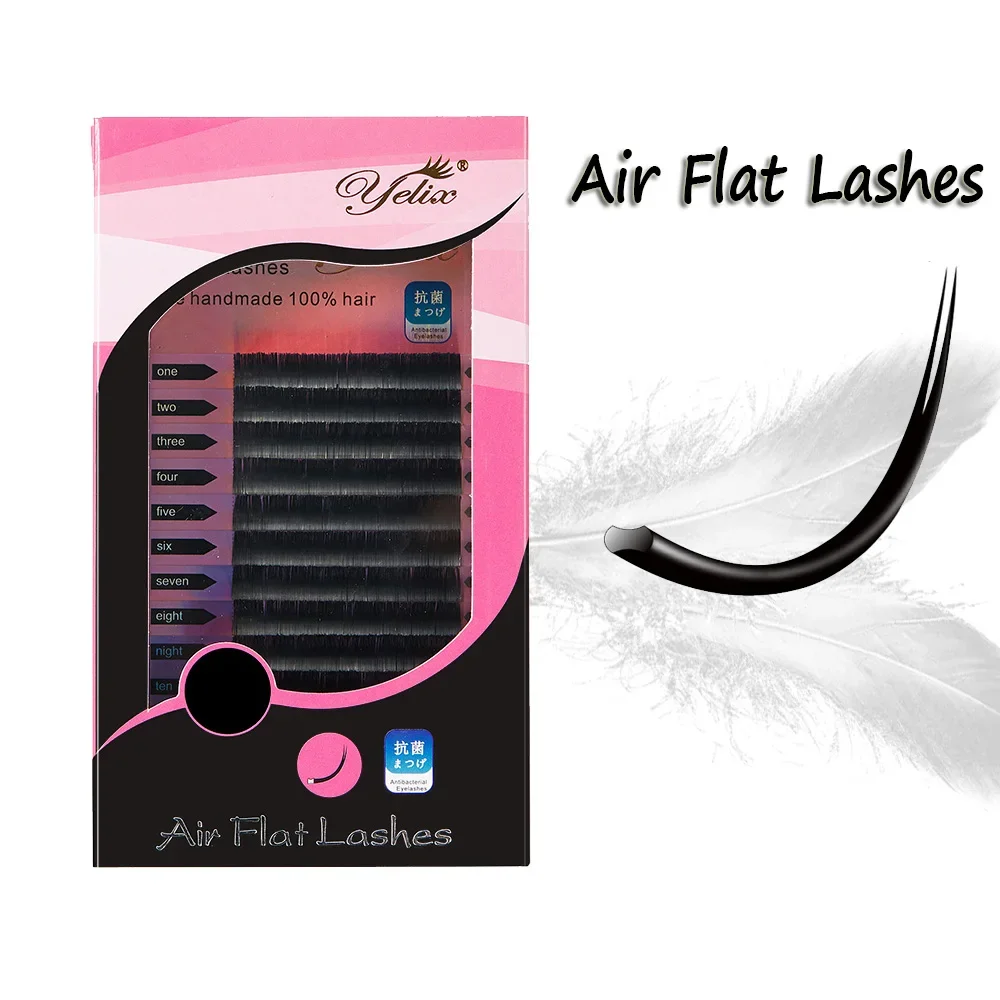 Yelix Air Ultra-Soft Flat Lashes Double Tip Ellipse Flat Eyelash Extension 3D Faxu Mink Individual Eyelashes Extension Ciglia