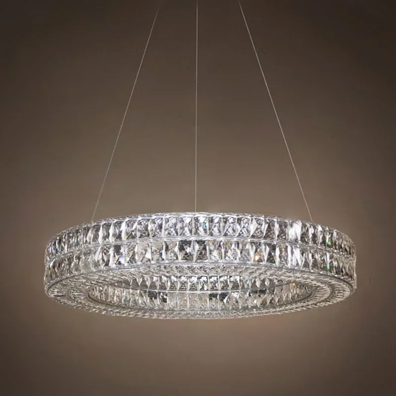 

Luxury American Living Room Dining Geometric Large Chandelier Nordic Modern Minimalist Villa Hotel Round Crystal Lamp