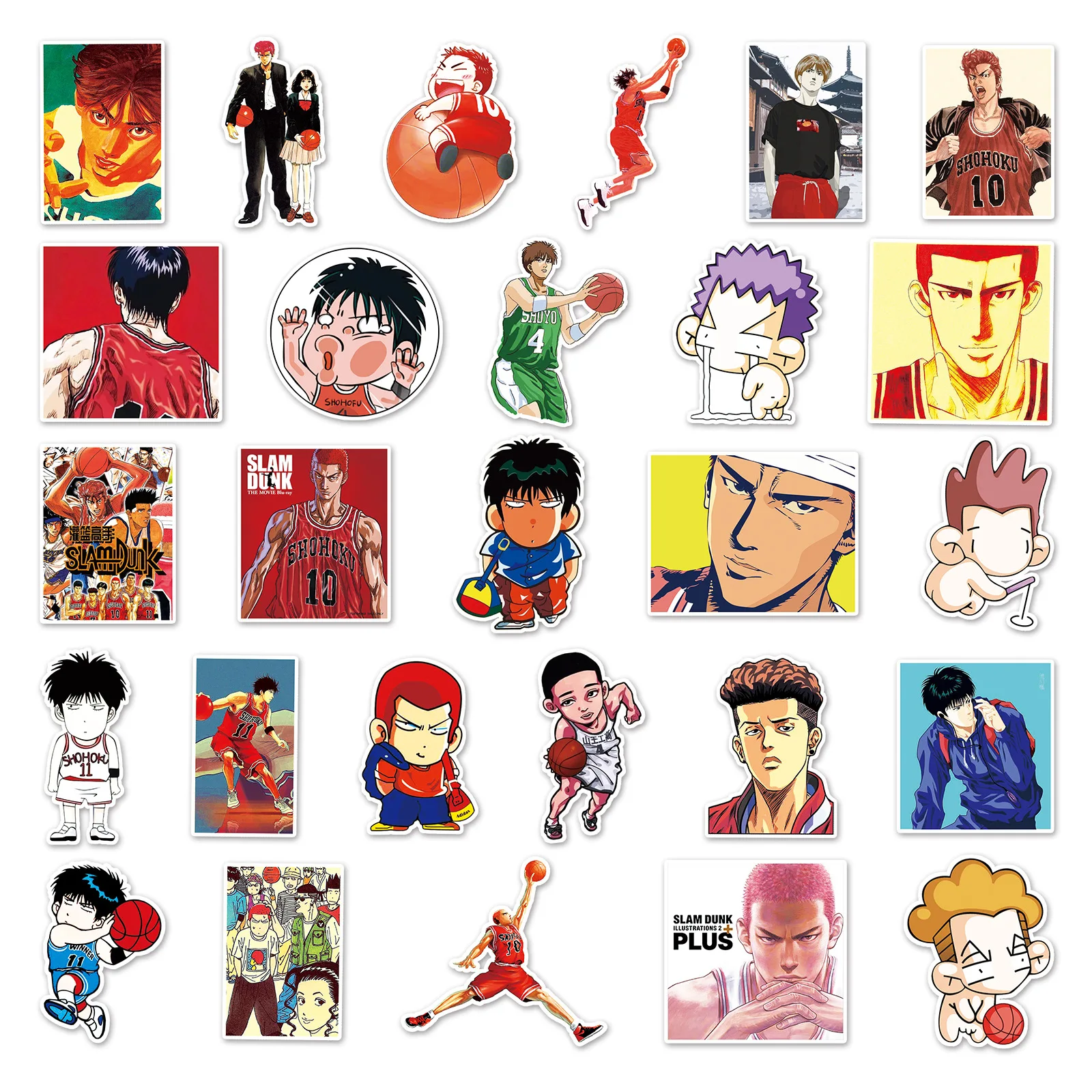 57/30/10PCS Hisashi Mitsui Ryota Miyagi Rukawa Kaede Anime Peripherals Q Version Suitcase Personality Skateboard Cup Stickers