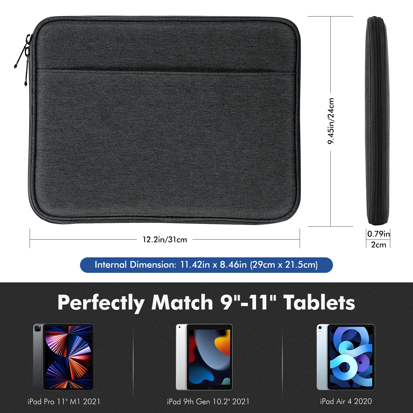 Pochette pour tablette de 9 à 11 pouces, étui pour iPad air 5 10.9 pouces 2022 iPad Pro 11 M1 2021 2020 9.7 10.5 10.2 Air 4 10.9 pouces