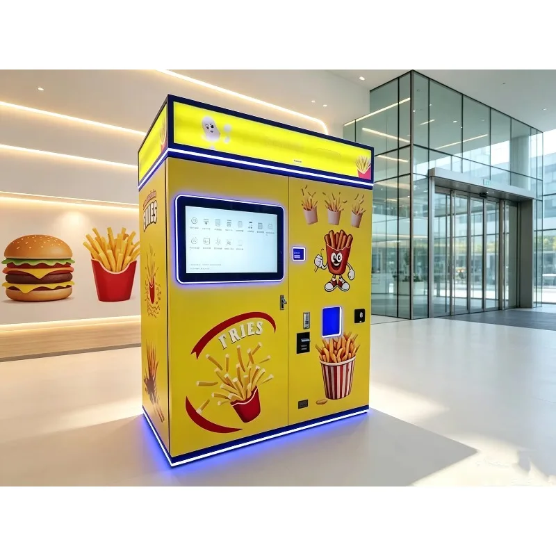 Affordable burger-making vending machine, commercial-grade French fries vending machine