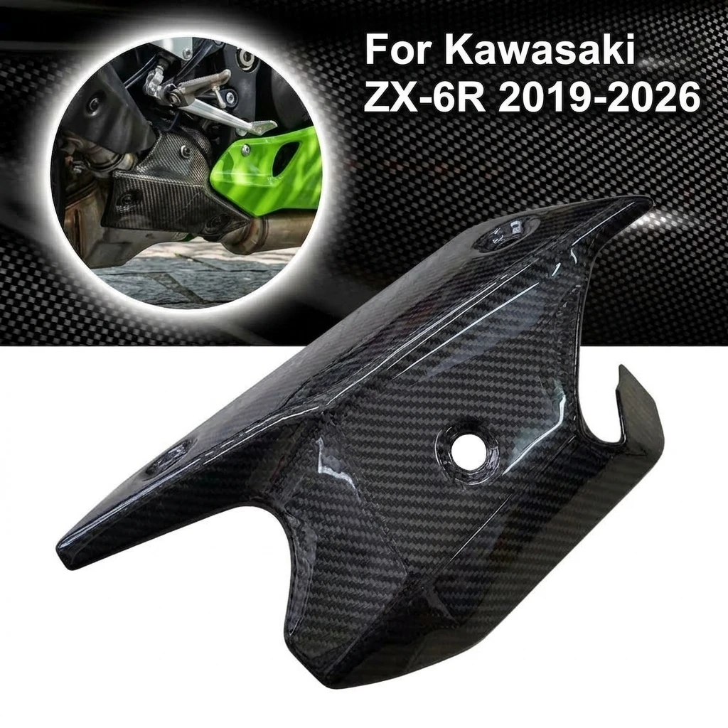 For Kawasaki ZX-6R 2019-2026 Motorcycle Exhaust Pipe Heat-proof Protection Cover -100% Carbon Fiber