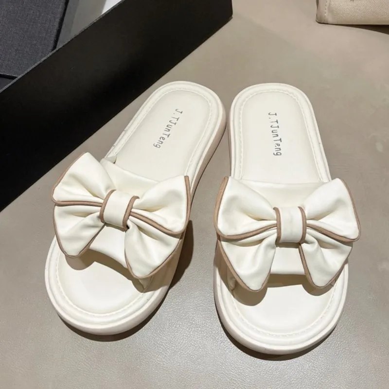 슬리퍼 Bathroom Bowknot EVA Slipper Womens Indoor Soft Bottom Shoes Summer Anti-slip Slippers zapatos mujer 2024 tendencia