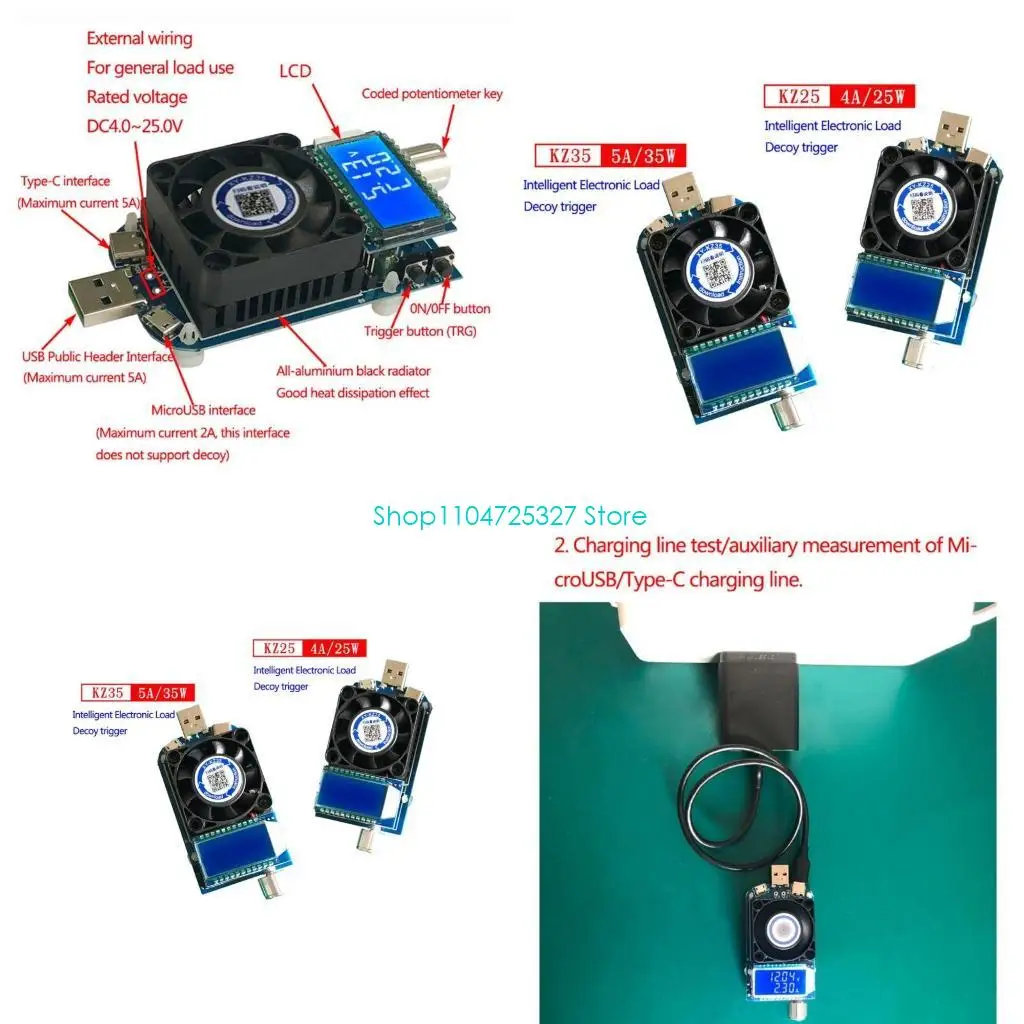 D8KF USB Intelligent Trigger Electronic Load Fast Tester Support QC2.0 C3.0/