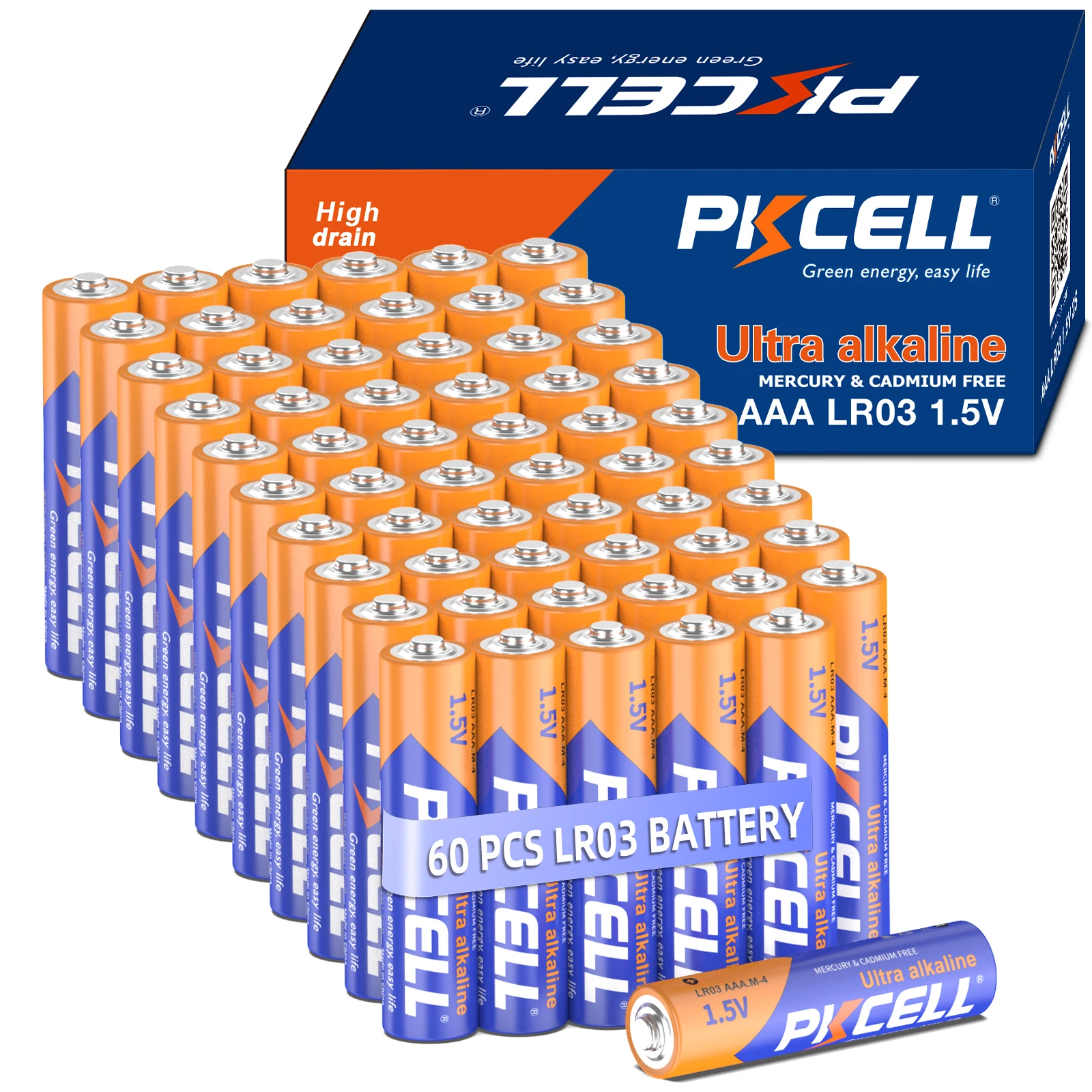 

60PC PKCELL LR03 AAA 3A AM4 E92 Battery 1.5V Alkaline Battery Single Use Batteries For Remote Control Toy Flashlight