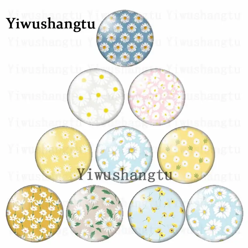 Fashion Beauty daisy flowers group pattern 12mm/18mm/20mm/25mm Round photo glass cabochon demo flat back Making findings