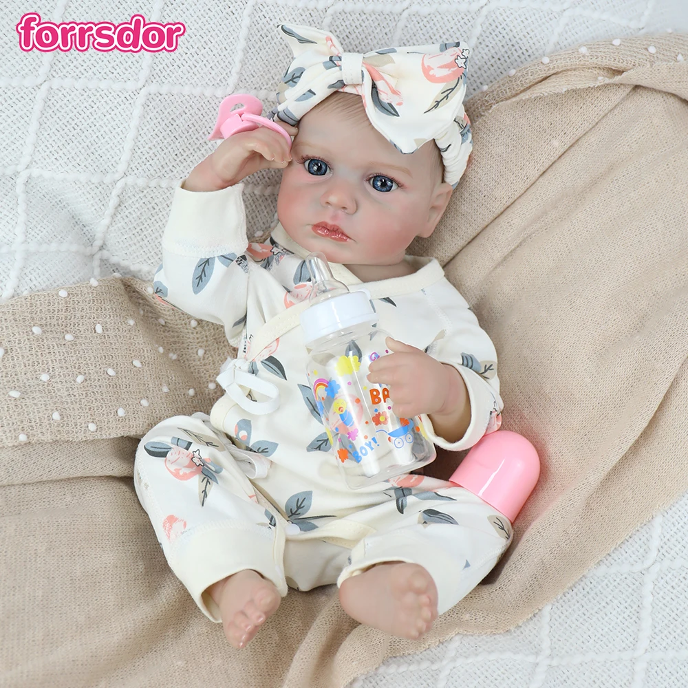 50CM Full Body Soft Silicone Vinyl Reborn Doll LouLou Awake Open Eye Lifelike 3D Skin Hand-Painted Hair Bebe Girl Christmas Gift