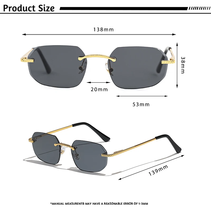 CATERSIDE Neue Retro Randlose Sonnenbrille männer Polygon Luxus Marke Designer Sonnenbrille Frauen Party Festival Brillen Geschenk Fall – Detail 5